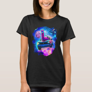 Coola Llama driver sportbil i Space Alpaca Lla T Shirt