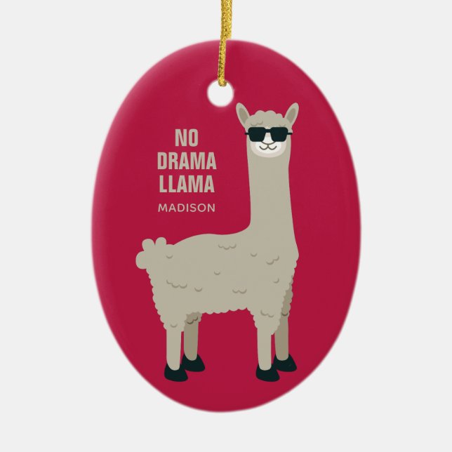 Coola Llama-eget namn & färg-ornament Julgransprydnad Keramik (Framsidan)