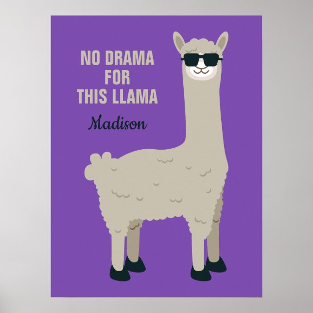 Coola Llama-eget namn, text och färg poster (Framsidan)
