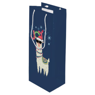 Coola Llama i Santa Hat med Snöflingor jul