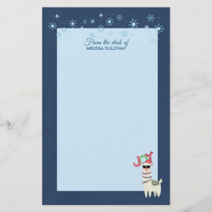 Coola Llama i Santa Hat med Snöflingor jul Brevpapper