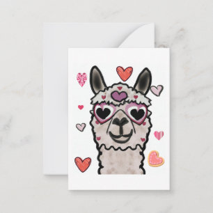 Coola Llama med hjärtglas Anteckningskort