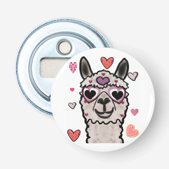 Coola Llama med hjärtglas Flasköppnare (Framsidan)