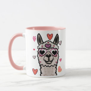 Coola Llama med hjärtglas Mugg