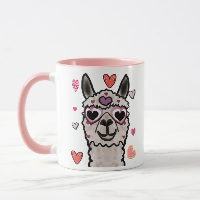 Coola Llama med hjärtglas Mugg (Vänster)