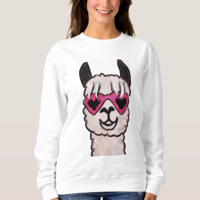 Coola Llama med hjärtglas T Shirt (Framsida)