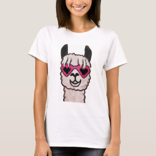 Coola Llama med hjärtglas T Shirt