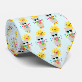 Coola Llama och leende Kawaii Sol Mönster Slips
