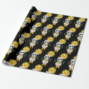 Coola Llama och Smiling Kawaii Sol Mönster Presentpapper