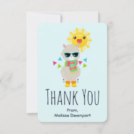 Coola Llama och Smiling Kawaii Sol Tack Kort