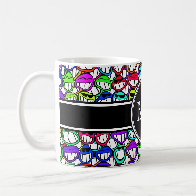 Coola log Ansikte Mönster I + ditt monogram Kaffemugg (Vänster)