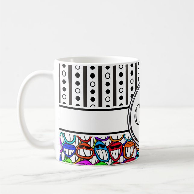 Coola log Ansikte Mönster I + ditt monogram Kaffemugg (Vänster)
