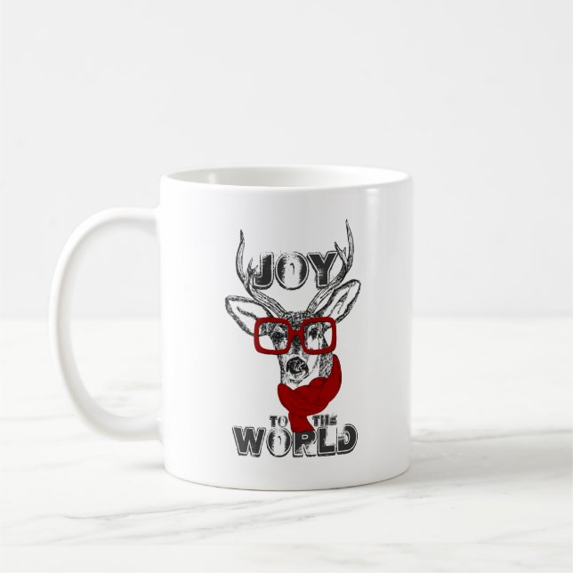 Coola lustig hjort sketch "Joy to World"-citat Kaffemugg (Vänster)
