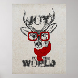 Coola lustig hjort sketch "Joy to World"-citat Poster