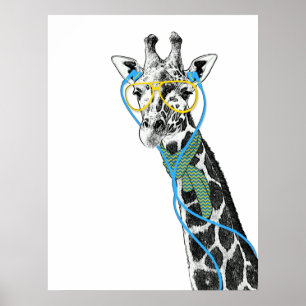 Coola, lustigt trendig med glasögon, hörlurar poster