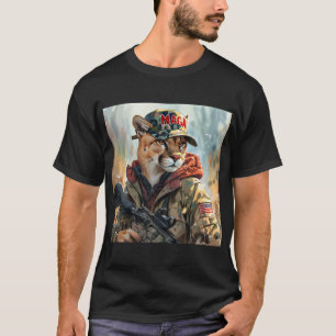 Coola MAGA Big Cat med Gun & Camouflage COUGAR T Shirt