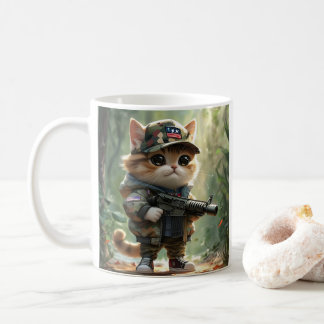 Coola MAGA Cat med Gun och Camouflage Cute AMERICA Kaffemugg