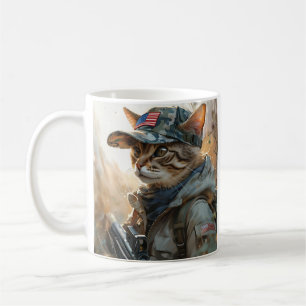 Coola MAGA Cat med Gun och Camouflage Cute AMERICA Kaffemugg