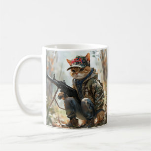 Coola MAGA Cat med Gun och Camouflage Cute AMERICA Kaffemugg