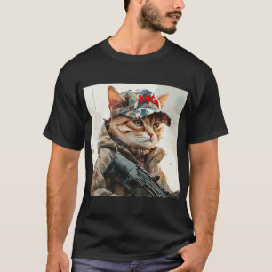 Coola MAGA Cat med Gun och kamouflage Cute T Shirt