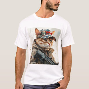 Coola MAGA Cat med Gun och kamouflage Cute T Shirt