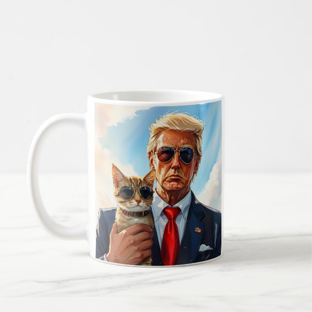 Coola MAGA Cat TRUMP: s innehavare av söta solglas Kaffemugg (Vänster)
