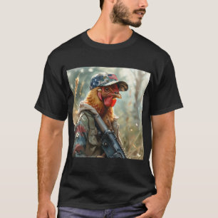 Coola MAGA Chicken med Gun Camouflage Cap Tupp T Shirt