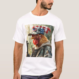 Coola MAGA Chicken med Gun Camouflage Cap Tupp T Shirt
