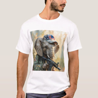 Coola MAGA Elephant med Gun & Camouflage AMERICA T Shirt