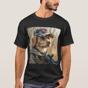 Coola MAGA-Hund med Gun och kamouflage Cute-valp T Shirt