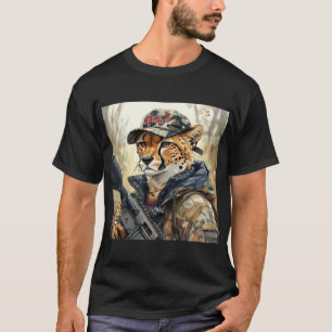 Coola MAGA Katt med Gun & Camouflage CHEETAH T Shirt