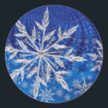 Coola Magnificant Glittering Blue Snowflake Runt Klistermärke<br><div class="desc">Fantastisk Underbar Coola Kute jul Glitter Blue Snowflake</div>