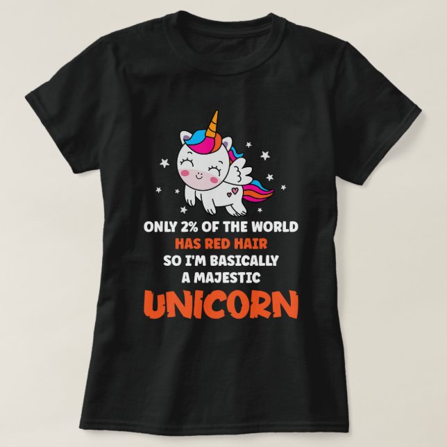 Coola Majestic Unicorn Red Hair Fantasy Mythical C T Shirt (Design framsida)