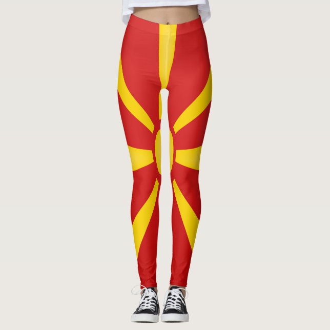 Coola Makedonien Flagga Mode Leggings (Framsida)
