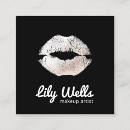 Coola Makeup Artist Silver Kissing Läppar Black Fyrkantigt Visitkort