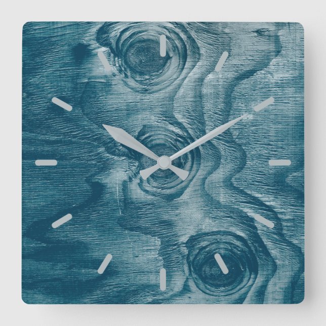 Coola Målad Wood Grain Knot Struktur Fyrkantig Klocka (Framsida)