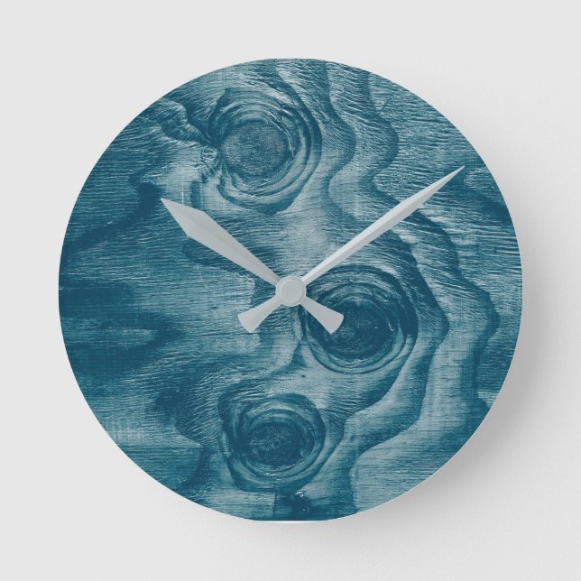 Coola Målad Wood Grain Knot Struktur Rund Klocka (Framsida)