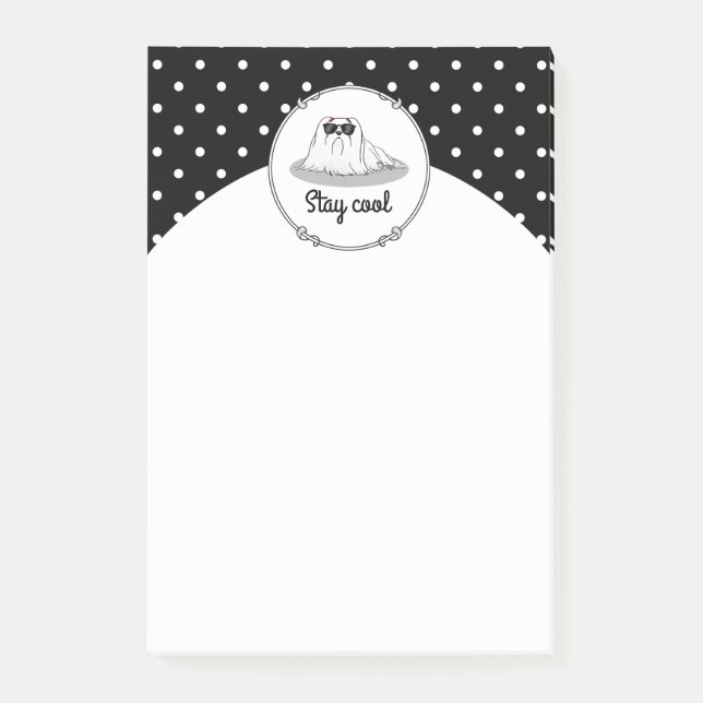 Coola Maltesisk Hund med Sunglasses Cute Funny Post-it Block (Framsida)