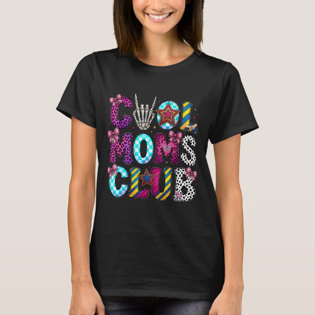 Coola mamaklubben retro leopard disco hand rolig h t shirt (Framsida)