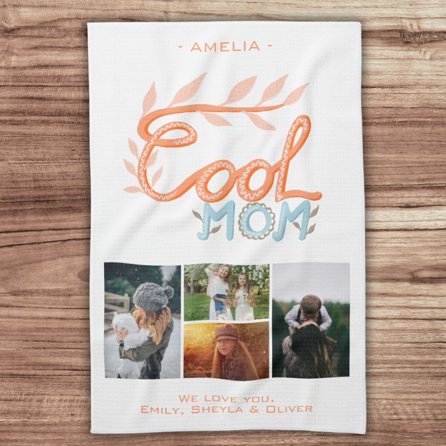 Coola Mamma Hand Lettering Mor's Day 4 Photo Kökshandduk (Skapare uppladdad)