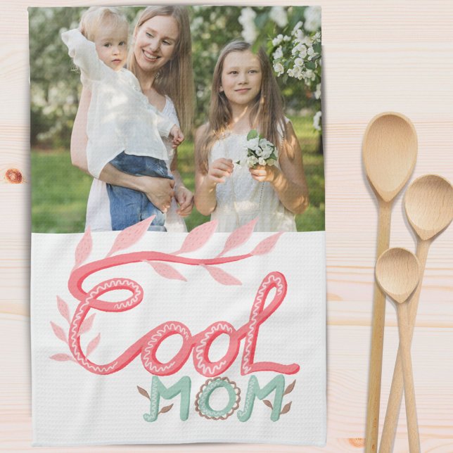 Coola Mamma Hand Lettering Mor's Day Photo Kökshandduk (Skapare uppladdad)