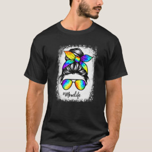 Coola Mamma Liv Tie Dye Blekad Rufsigt Hårbunke T Shirt