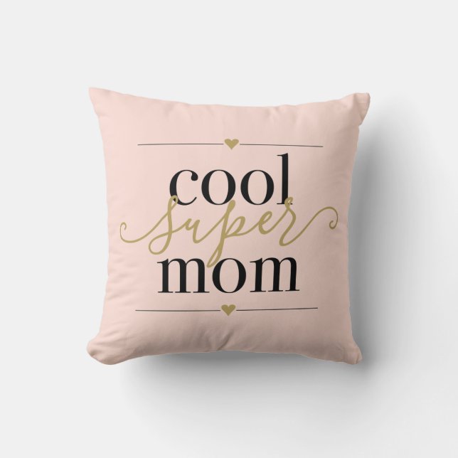 Coola Mamma Modern Elegant  Rosa och Guld Kudde (Framsida)