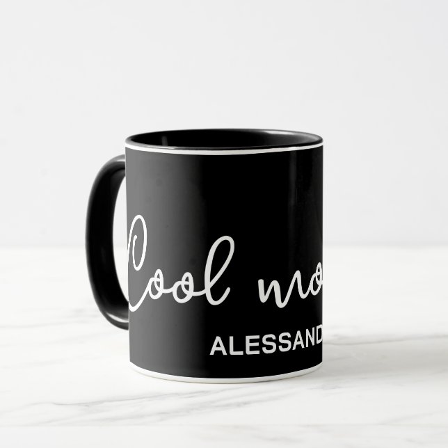 Coola mamma monogram svartvit typografi enkel mugg (Framsida vänster)