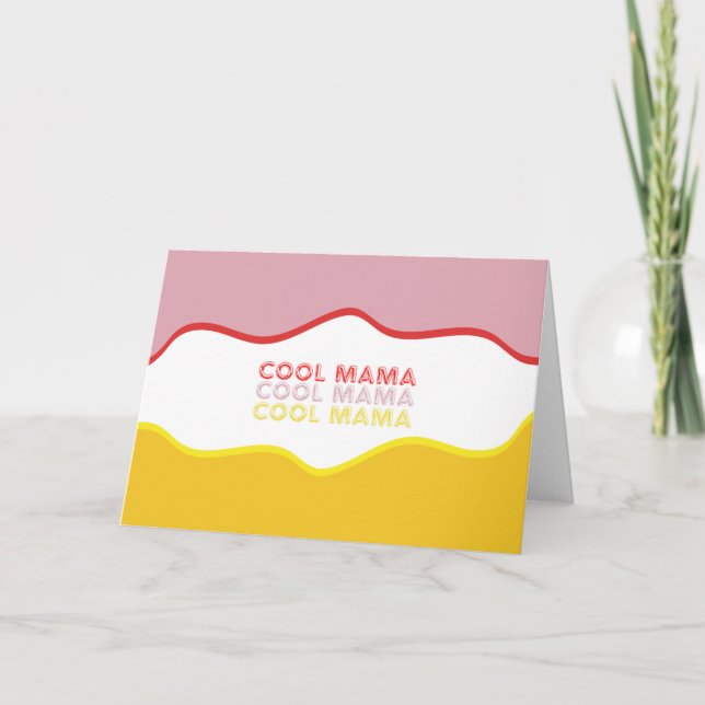 "Coola Mamma retro vågar ljusa färgad Helgkort (Framsida)