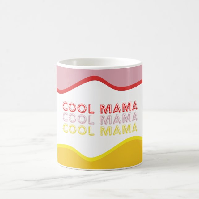"Coola Mamma retro vågar ljusa färgad Kaffemugg (Center)