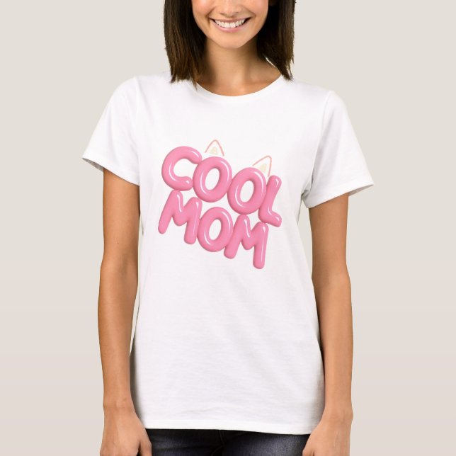 Coola Mamma - Roligt Cat Ear Design T Shirt (Framsida)