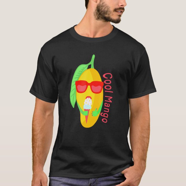 Coola Mango Eating Ice Cream and War Sunglass T Shirt (Framsida)