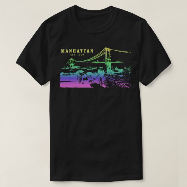 Coola Manhattan-illustration med Vivid Färg T Shirt (Design framsida)
