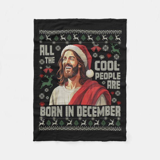Coola Människor Föds I December Kristna Jul Fleecefilt (Framsidan)